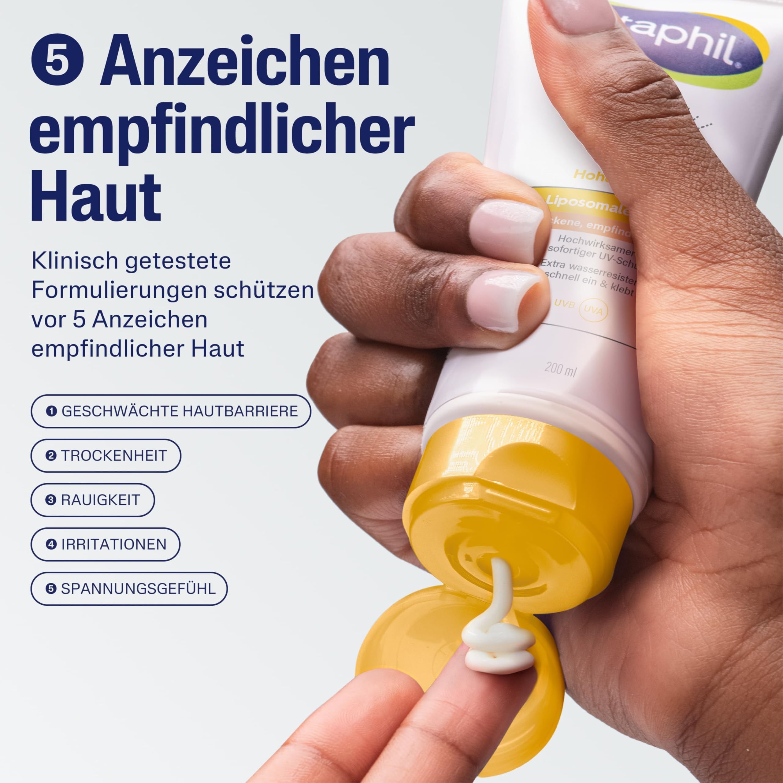 CETAPHIL SUN Liposomale Sonnenlotion SPF 50+, 200ml, Dermatologischer Sonnenschutz für trockene, empfindliche Haut, Sofortiger & hochwirksamer UVA- & UVB-Schutz, Extra wasserresistent, Ohne Duftstoffe