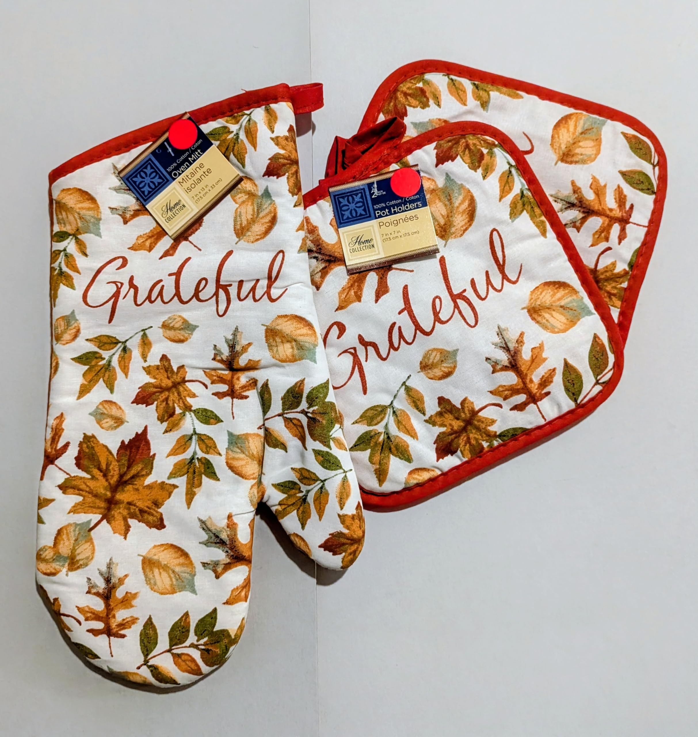 Gants de cuisine et maniques en coton imprimé Grateful pour l'automne