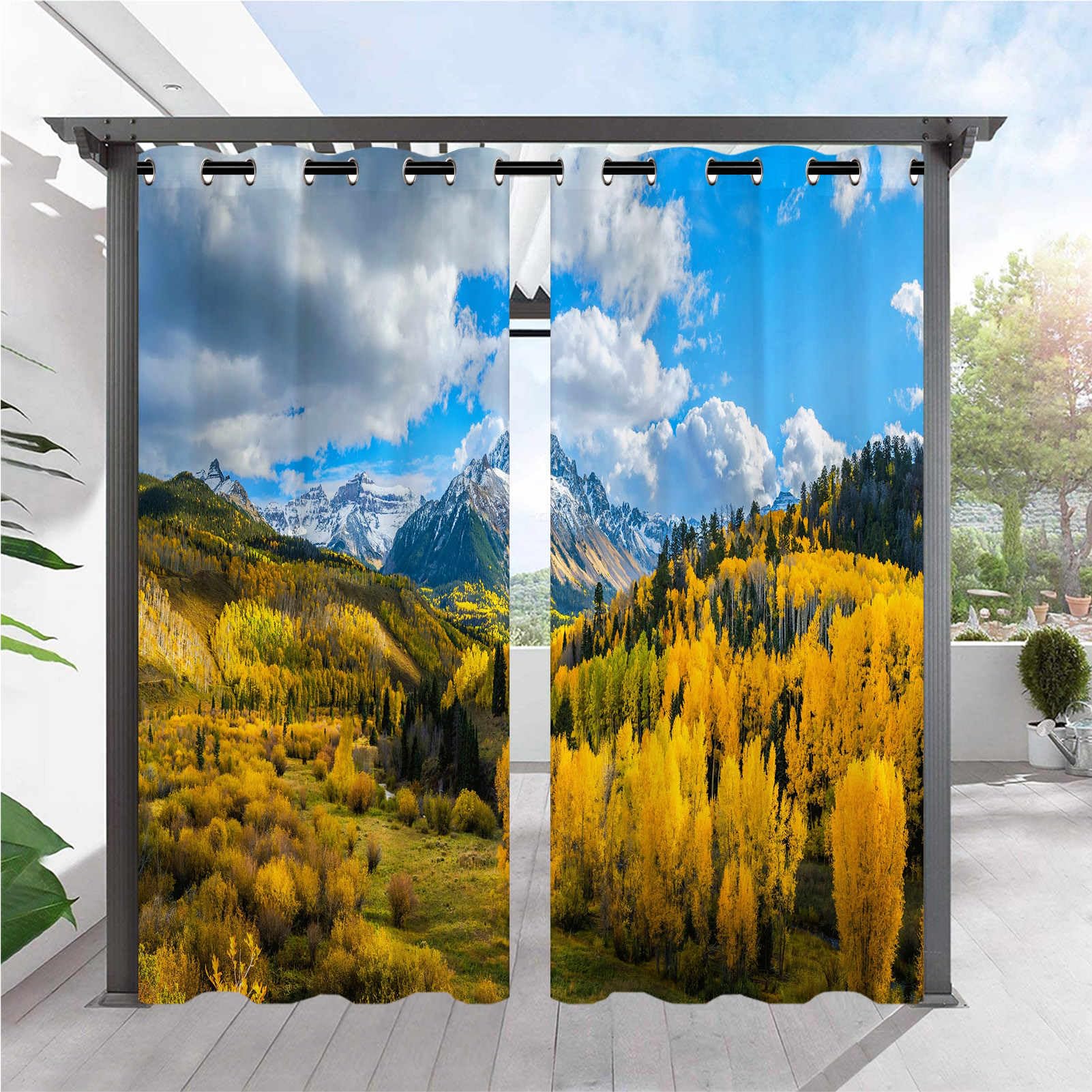 ANHOPE Outdoor Curtains Waterproof Eyelet Top 2 Panels W 52" x L 84" — image 1