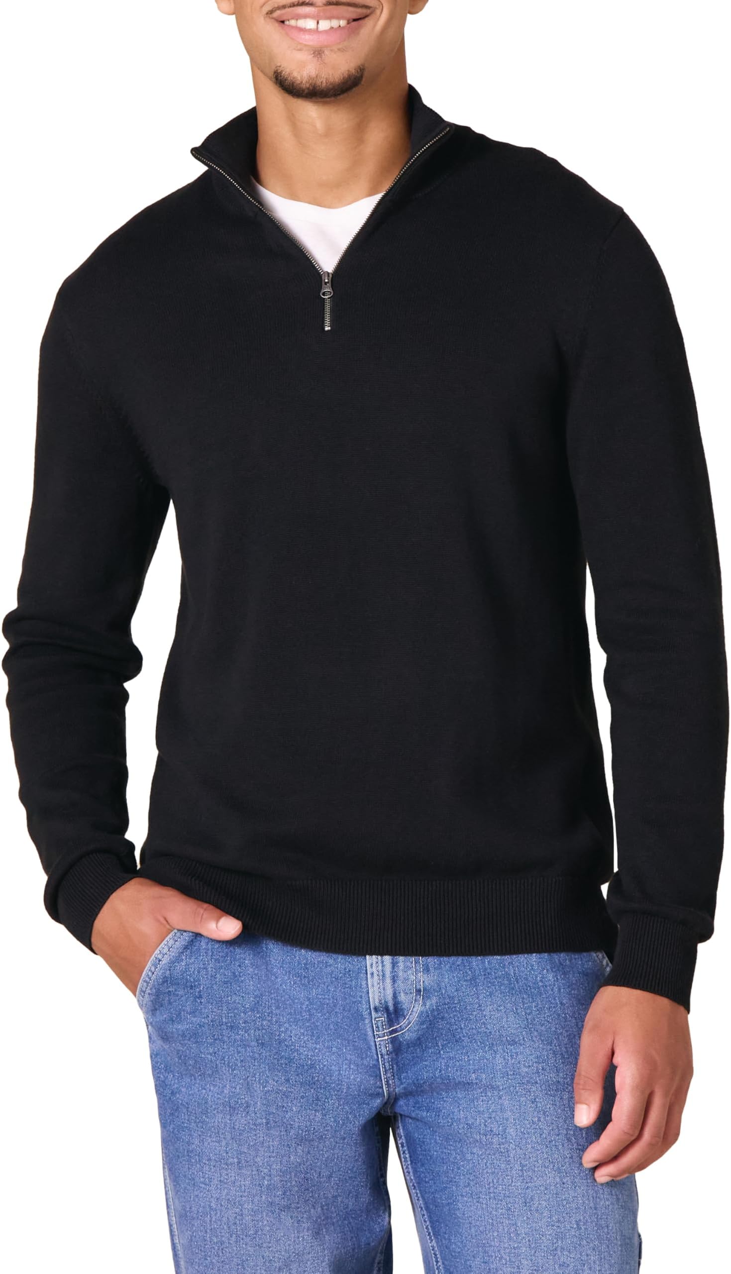Amazon Essentials Men's 100% Cotton Quarter-Zip Jumper