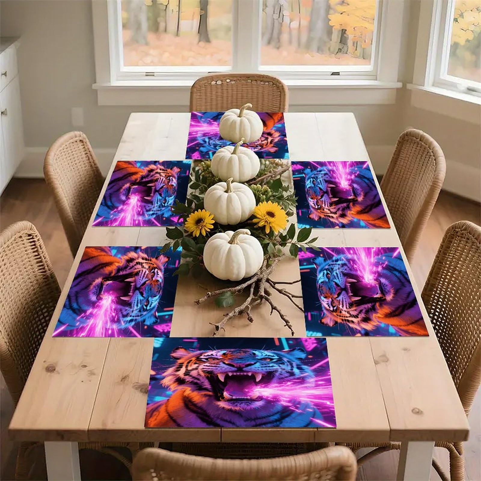 Tiger Placemats Heat Resistant Non-Slip Place Mats Washable Wipeable Table Mat Kitchen Dining Table Decoration Placemats Indoor Outdoor Place Mats 17.7’’×11.8’’