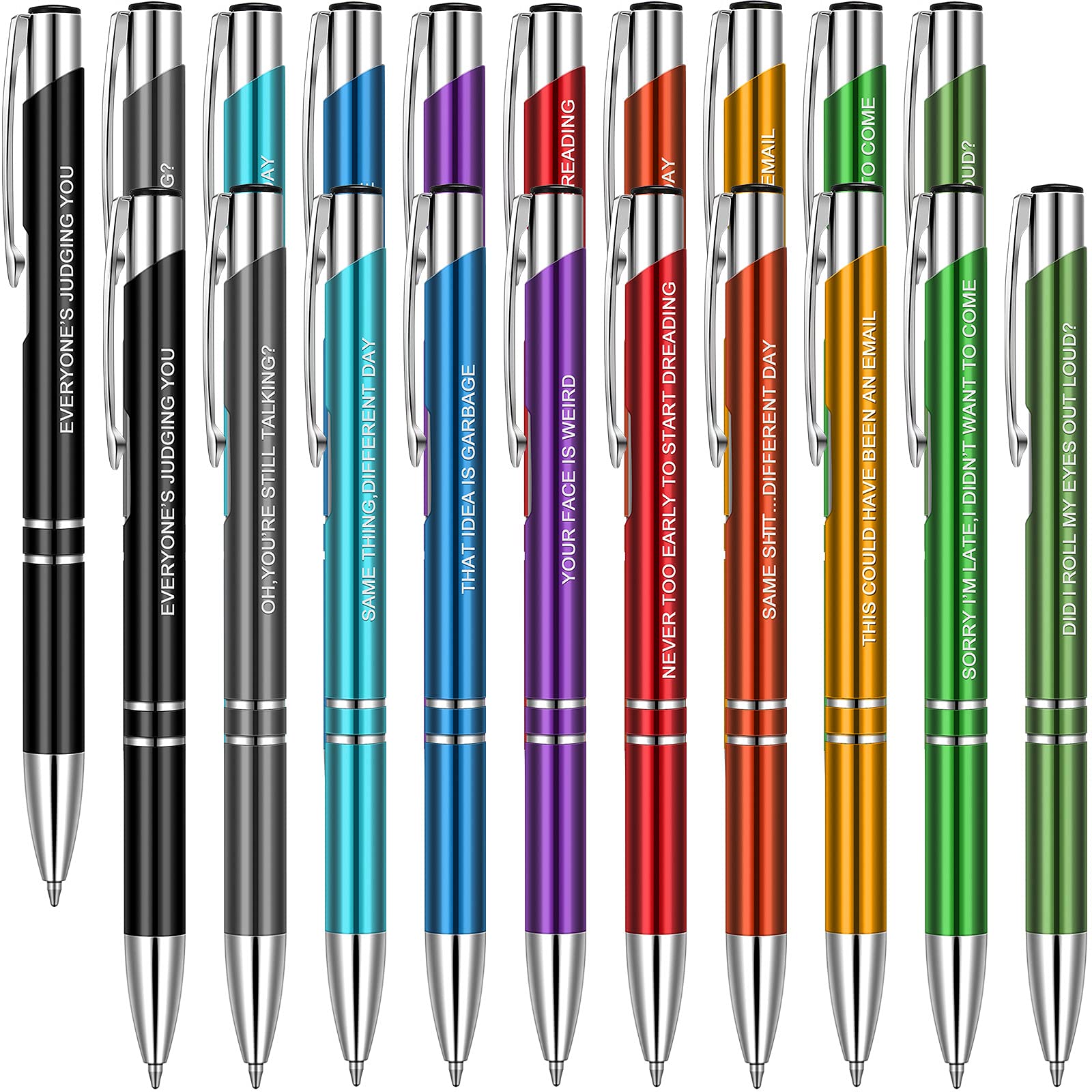 Snarky Office Pens Funny Ballpoint Pens Work Sucks Pen Complaining Quotes Pen Vibrant Negative Passive Pens for Colleague Co-Worker, Black Ink (20 Pieces)