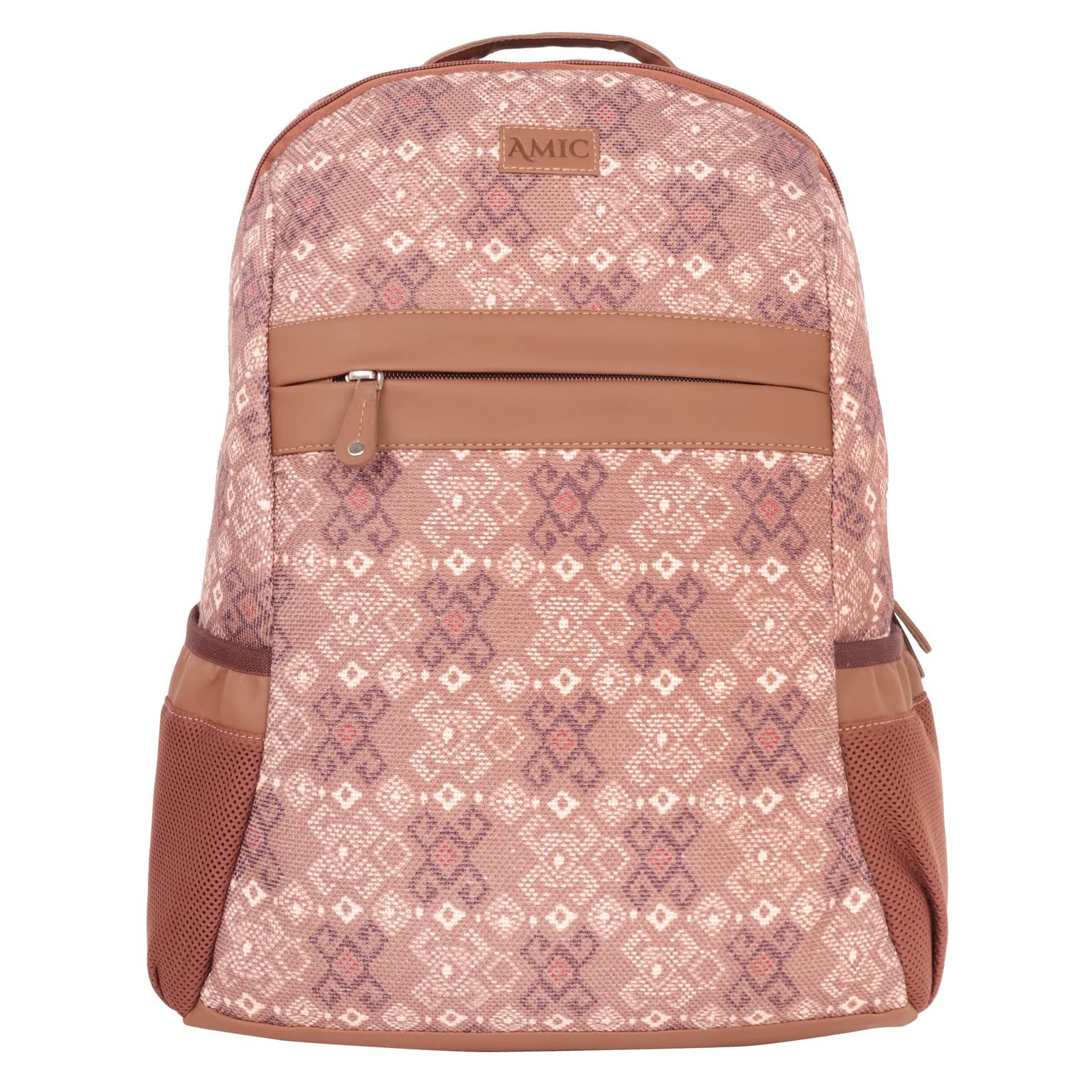 AMIC Mofif Floral Handcrafted Vegan Leather with Jute Printed Laptop Backpack (Brown Floral) (B0BZ9RJHK1) Amazon Price History, Amazon Price Tracker