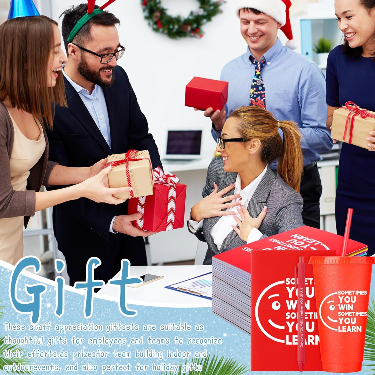 72 Pcs/ 24 Set Thank You Gift Bulk 24 oz Appreciation Tumbler with Lids and Straws Motivational Pens Inspirational Notepads Set Plastic Cups Gift for Valentines Employee Team Staff Coworker - Image 6