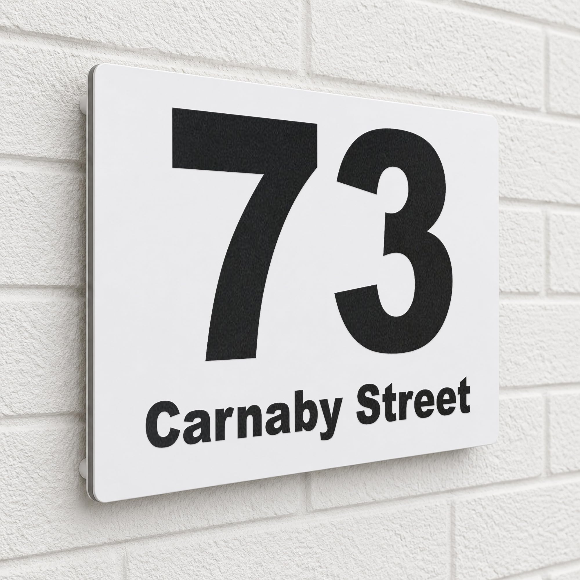 Housics Personalised House Number Plaque, Door Sign, White, 200mm x 130mm โ image 1