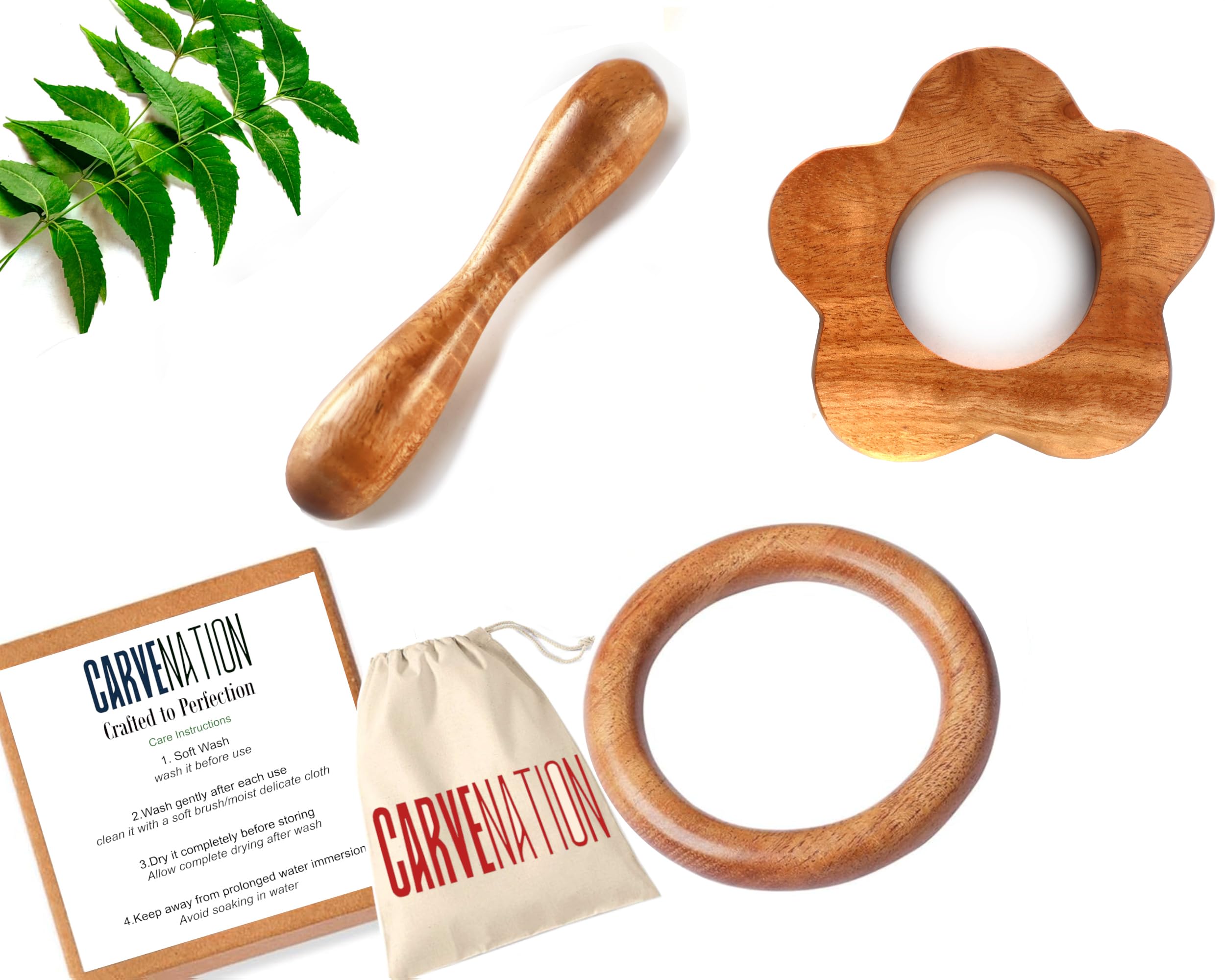 CarveNation® Neem Wood Teether | Tender Dumbbell Ring Shape Wooden Teether | Ayurvedic Beneficial Neem Baby Gum Soothers and Chew Rings | Beautiful Chewbies for Toddlers (Sunflower Ring Dumbbell)-image-32