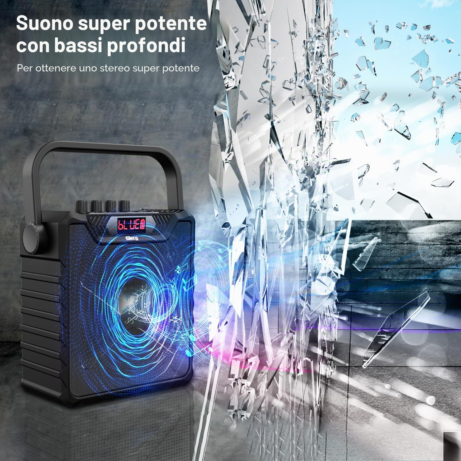 Amplificatore Vocale con 2 Microfono senza fili UHF,Cassa Bluetooth Portatile con karaoke professionale completo,Sistema PA e Bass Boost per Adulti,Bambini,Insegnanti,Feste