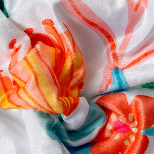 Miniatura 4 de Manta de franela Sherpa de 50 x 60 pulgadas, hermoso diseño floral con mensaje motivacional, suave, cómoda, cálida, duradera, 100% poliéster para