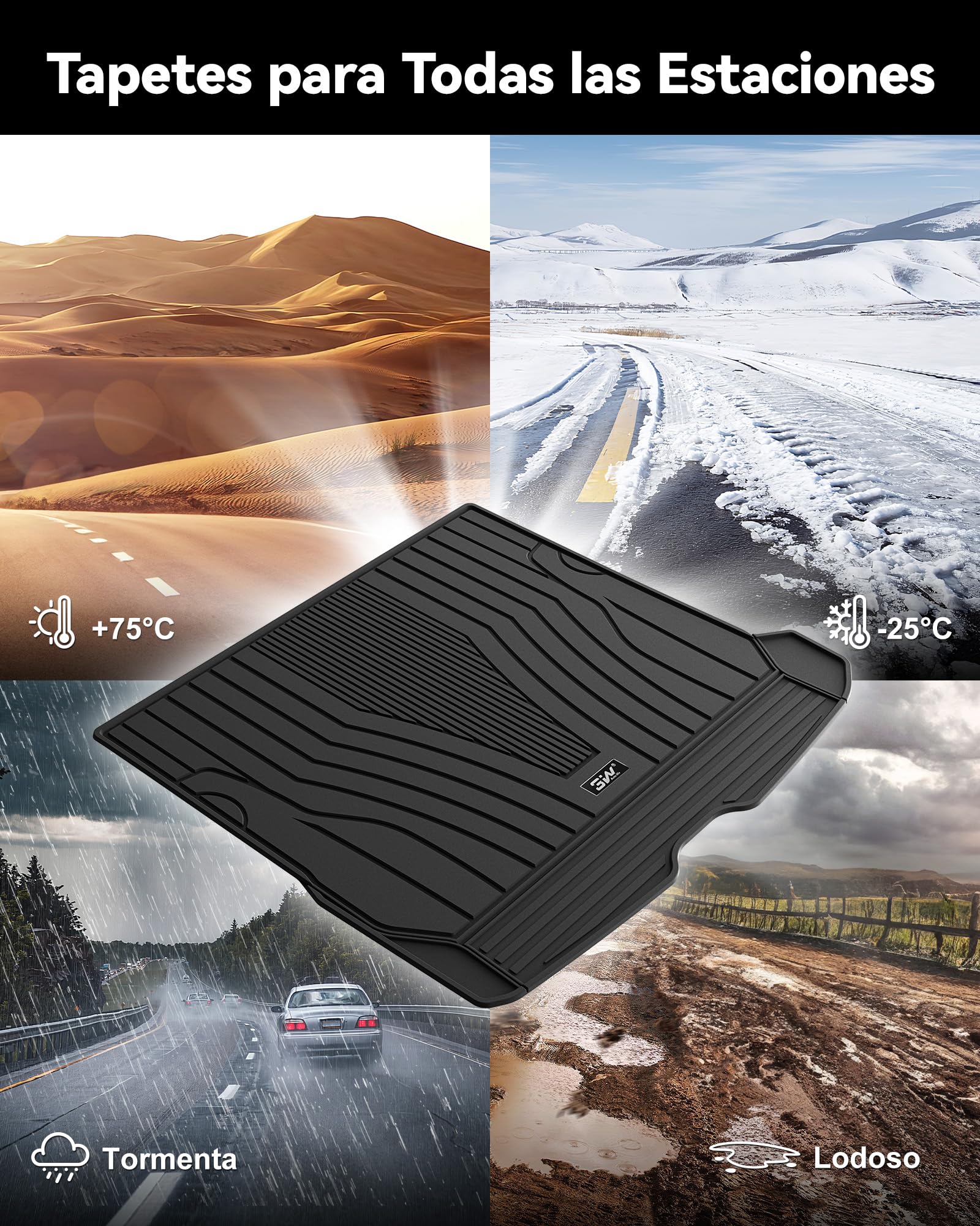 3W Alfombrilla Maletero de Coche para Mercedes Benz GLC X253 2016-2022, TPE Alfombrillas Maletero para Todo Tipo de Clima para Benz GLC Juego Completo de Alfombrillas, Accesorios, Negro