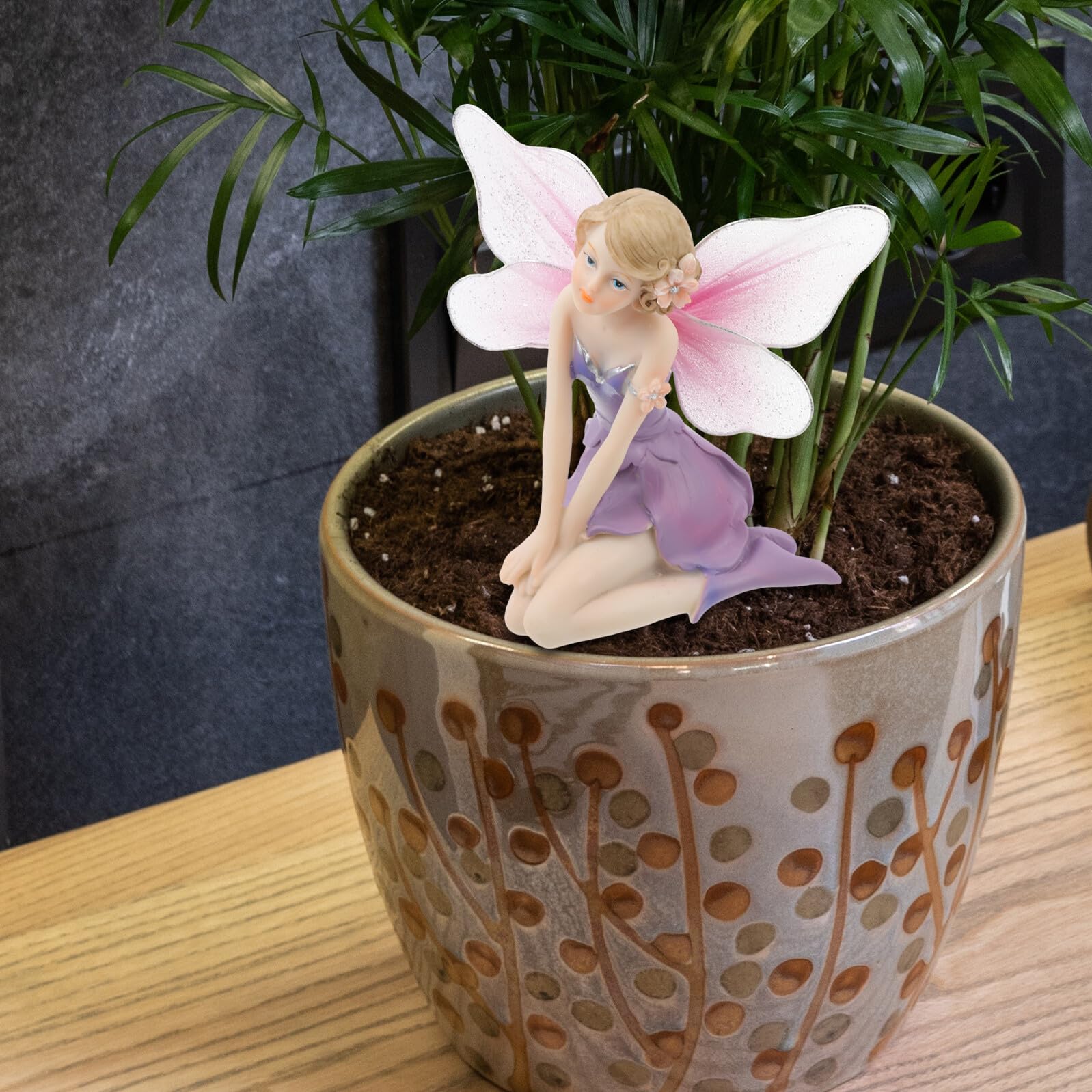 Estatua de Hada Floral de Resina, 1 Pieza, Adorno Decorativo para Jardín