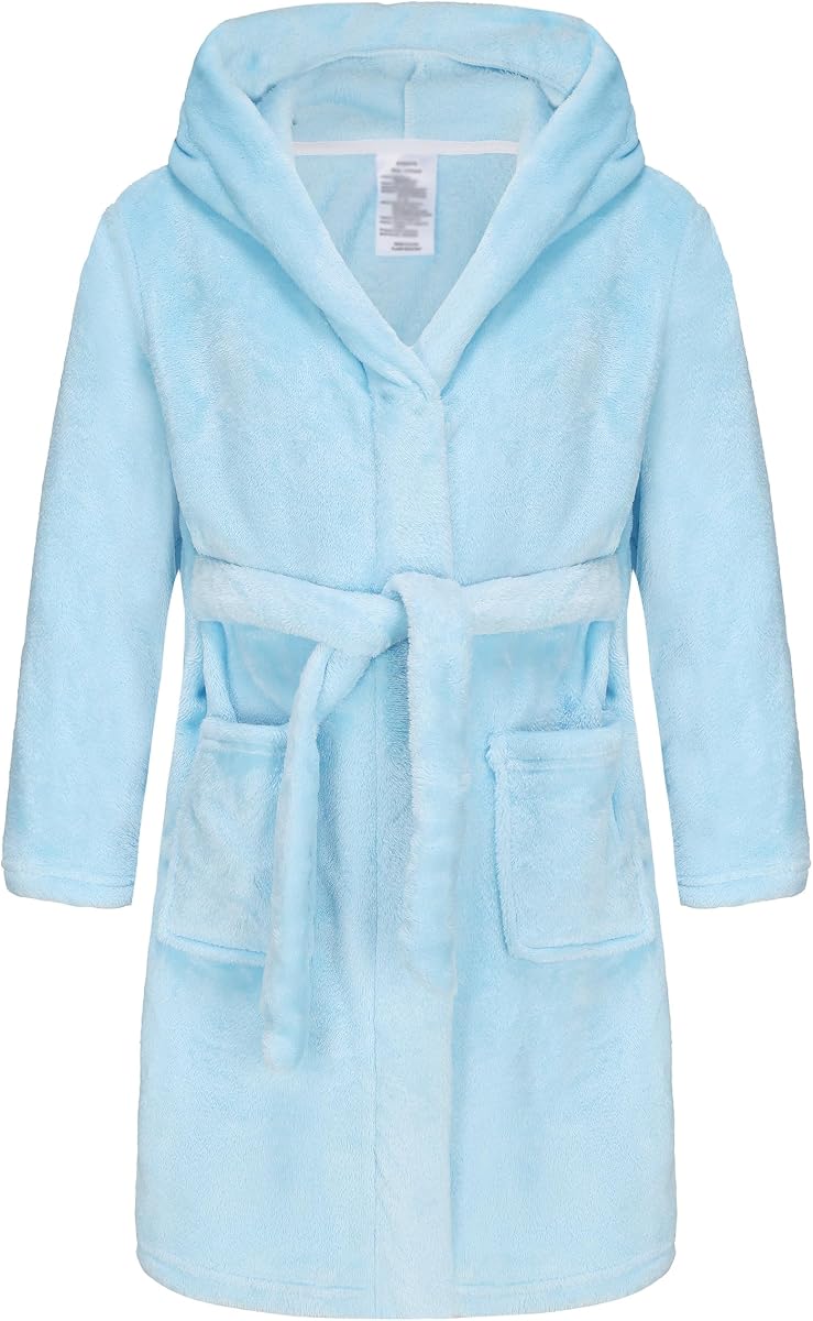 Girls Soft Fleece Robes Plush Hooded Bathrobes Sleepwear for Kids 2-16 Years