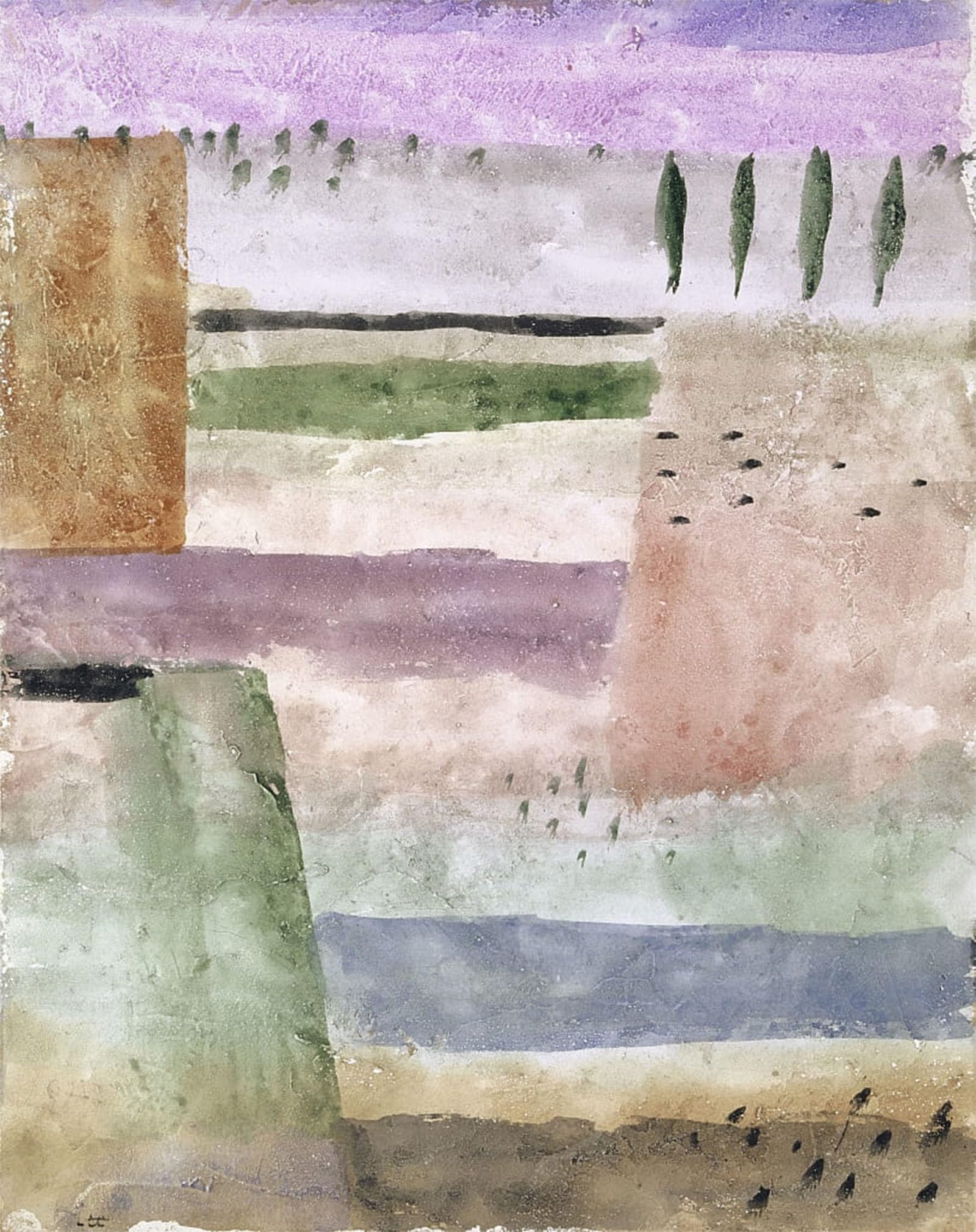 POSTERIIk Famous Modern Artwork Art Mural Landscape with Poplars by Paul Klee Oil Paintings Pictures for Home Decor 60x90cm