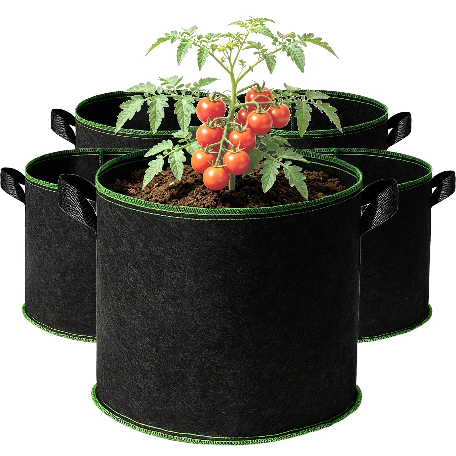 Bolsas de cultivo para patatas y verduras pack 5 macetas de tela 32 L exteriores e interiores