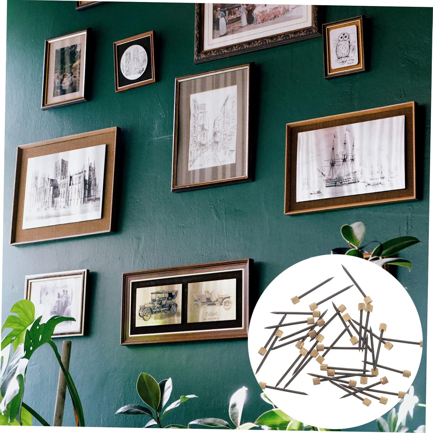 POPETPOP 200pcs Copper Caps Nails for Picture Hanging and Furniture Decoration Copper Nails for Projects Strong and Wall Hooks