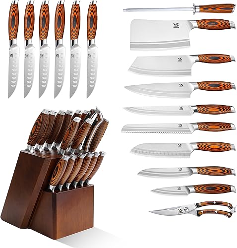 Miniatura 31 de MSY BIGSUNNY Juego de cuchillos para carne, 4 piezas, hoja de acero alemán de 5 pulgadas, juego de cuchillos de carne con mango ergonómico de alta