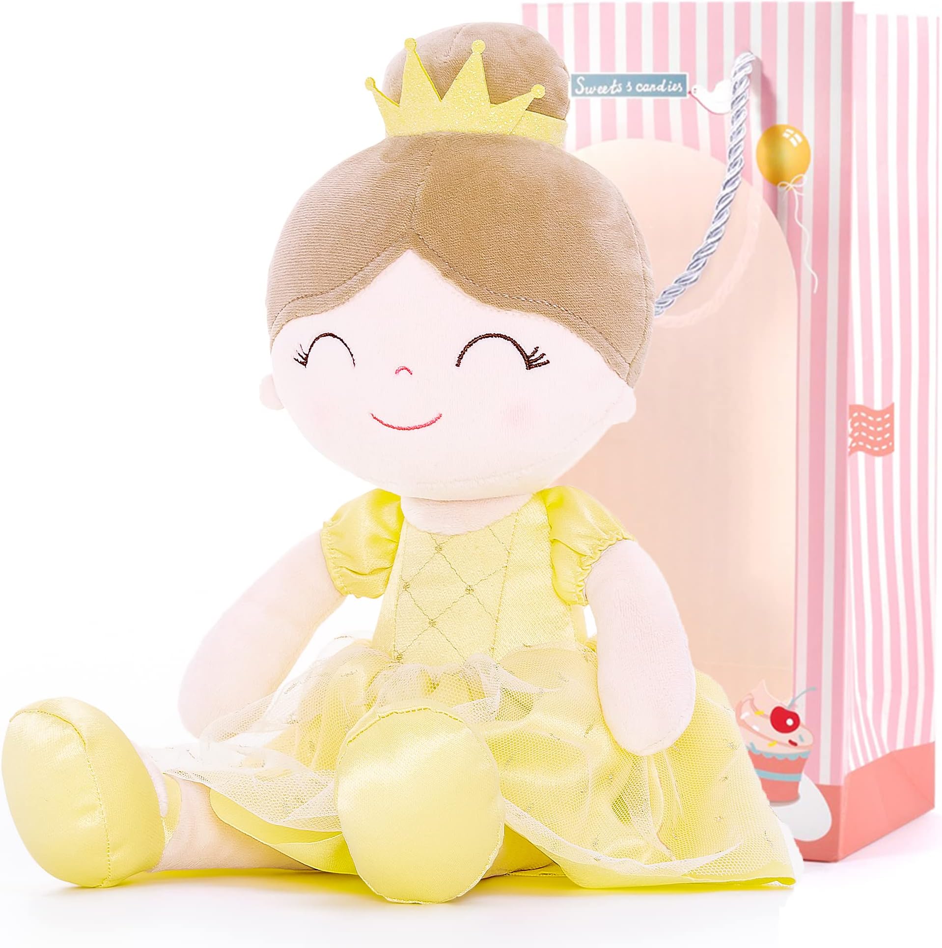GloveleyaBaby Doll Girl Gifts Soft First Baby Dolls for Ages 1 Year and Up 2pcs Pink+Green 16.5"