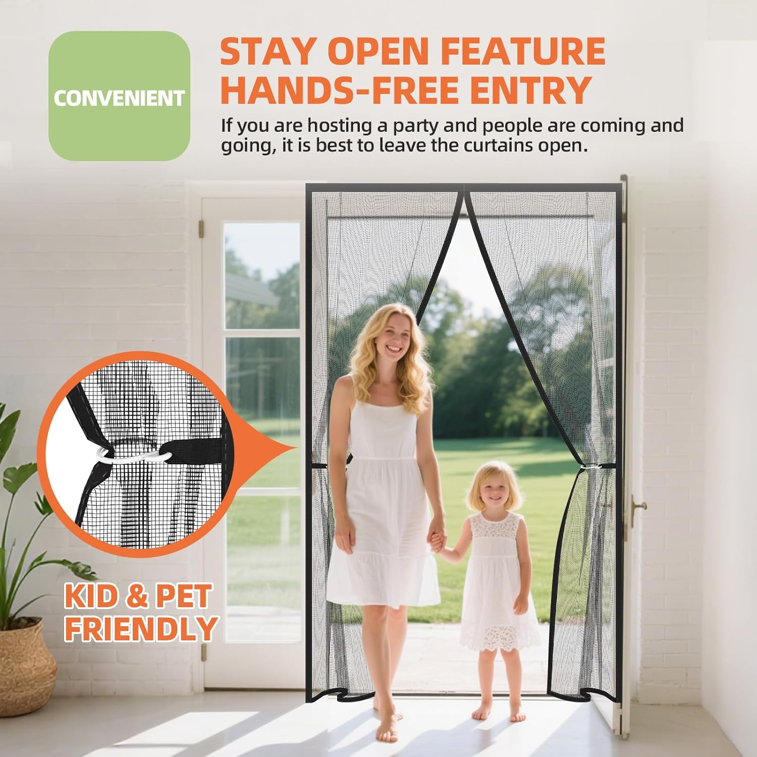 Magnetic Mosquito Screen Door Mesh - Screens Doors Netting for Patio - 30 x 80 Inch Magnet Bug Fly Net Curtain for Doorway - Front Door Mesh Cover Magnets Closure - Outdoor Porch Pet Window Netting