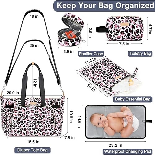 Miniatura 3 de ITIEZY Bolsa de pañales tipo tote para bebé - Bolsa grande para mamá con cambiador portátil, estuche para chupete, bolsas de hospital, bolsa de