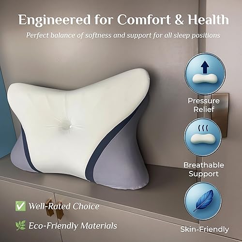 Miniatura 2 de OMEO Almohada cervical para aliviar el dolor, almohada refrescante para dormir, almohada ortopédica de contorno para dormir boca abajo, almohadas