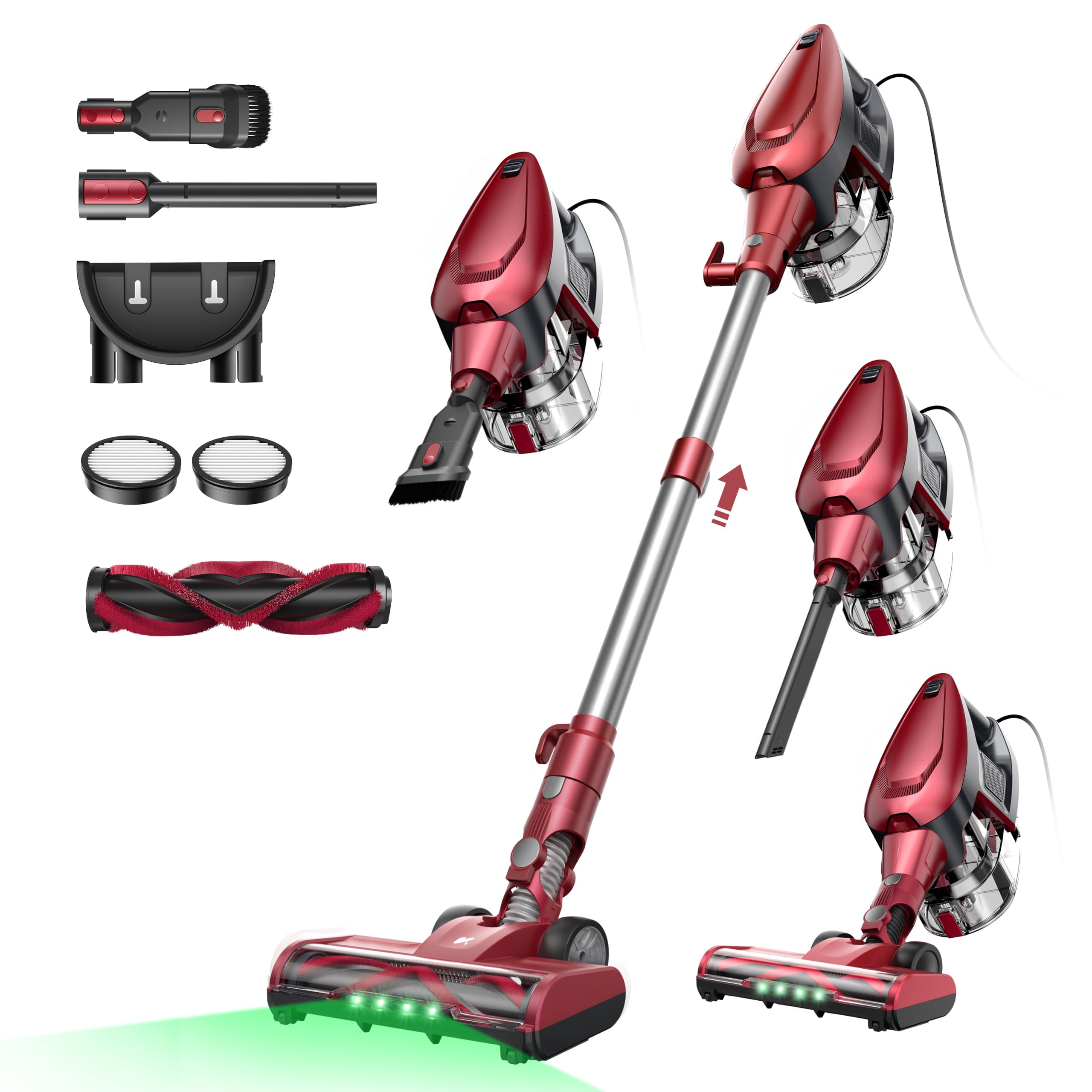 Vexilar C9 Aspirapolvere con filo 70KPa, LED 5 in 1 Aspirapolvere Verticale, Anti-groviglio, Cavo 7m, Ultra-leggero,Scopa Elettrica con Filo Potente per Tappeti/Pavimenti/Peli di Animali