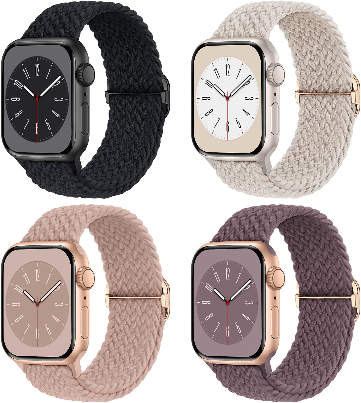 Braided Stretchy Solo Loop Compatible for Apple Watch Band 38mm 40mm 41mm 42mm 44mm 45mm 46mm 49mm for Women Men, Nylon Elastic Straps Wristbands for iWatch Series 11/10 9 8 7 6 5 4 3 SE/Ultra 3 2 1
