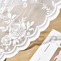 Vista 6 de 2 paneles de cortinas traslúcidas de encaje de 96 pulgadas de largo, cortinas florales victorianas blancas para sala de estar, dormitorio, bolsillo