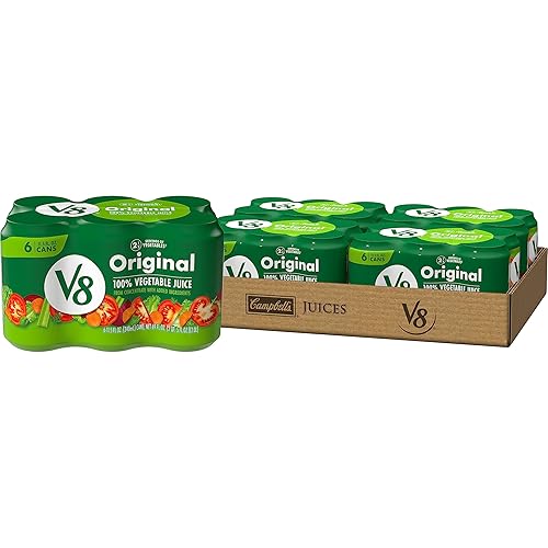 V8 Jugo original 100 de verduras mezcla de verduras con jugo de tomate lata de 115 onzas líquidas 4 paquetes de 6 latas