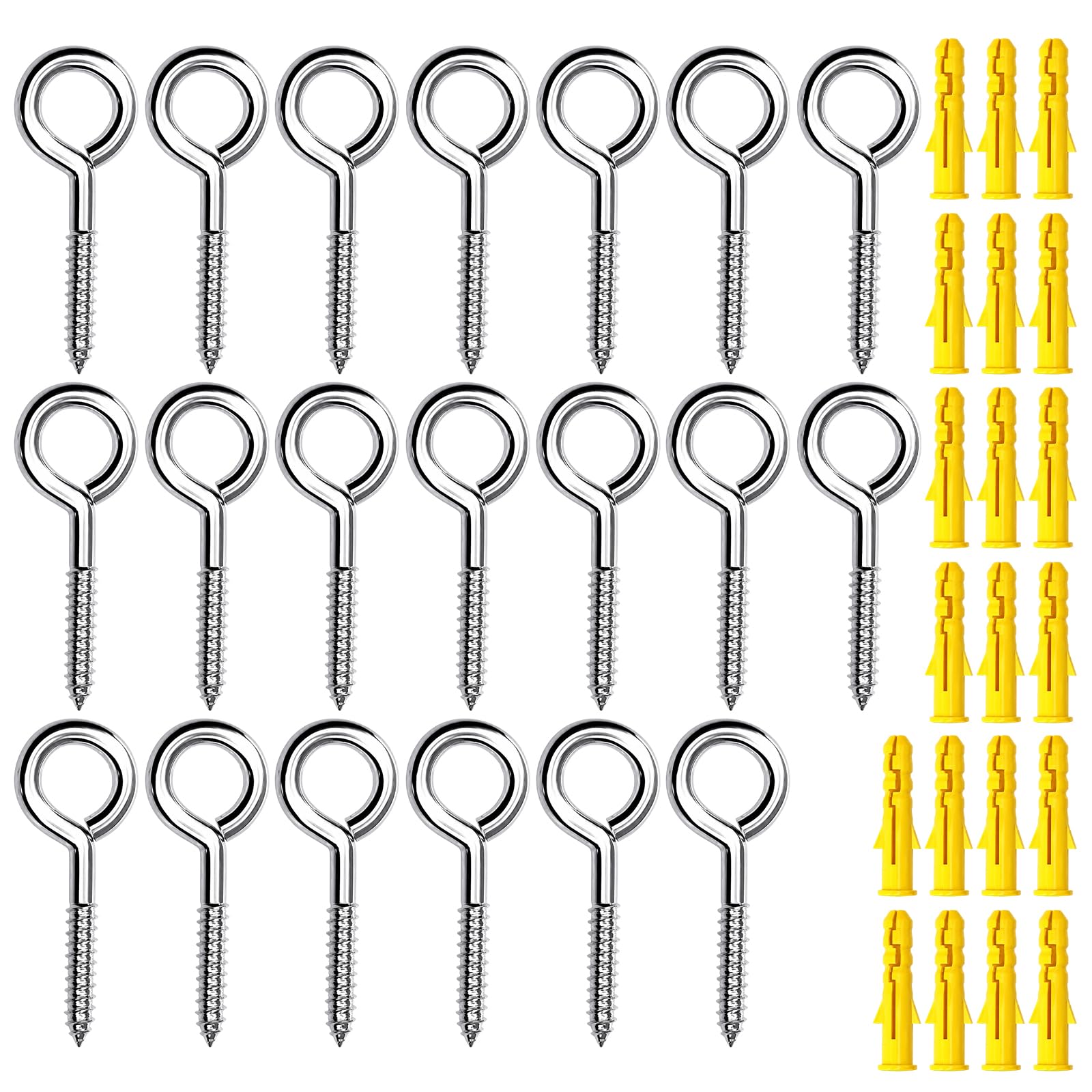 40Pcs Screw Eyes, Heavy-Duty Set for Outdoor & Garden, with Expansion Plugs