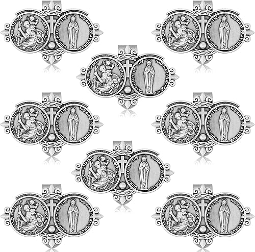 Miniatura 9 de Medalla de San Cristóbal para automóvil, clip de visera católica de San Cristóbal para automóvil, clip de visera de Nuestra Señora de la Carretera,