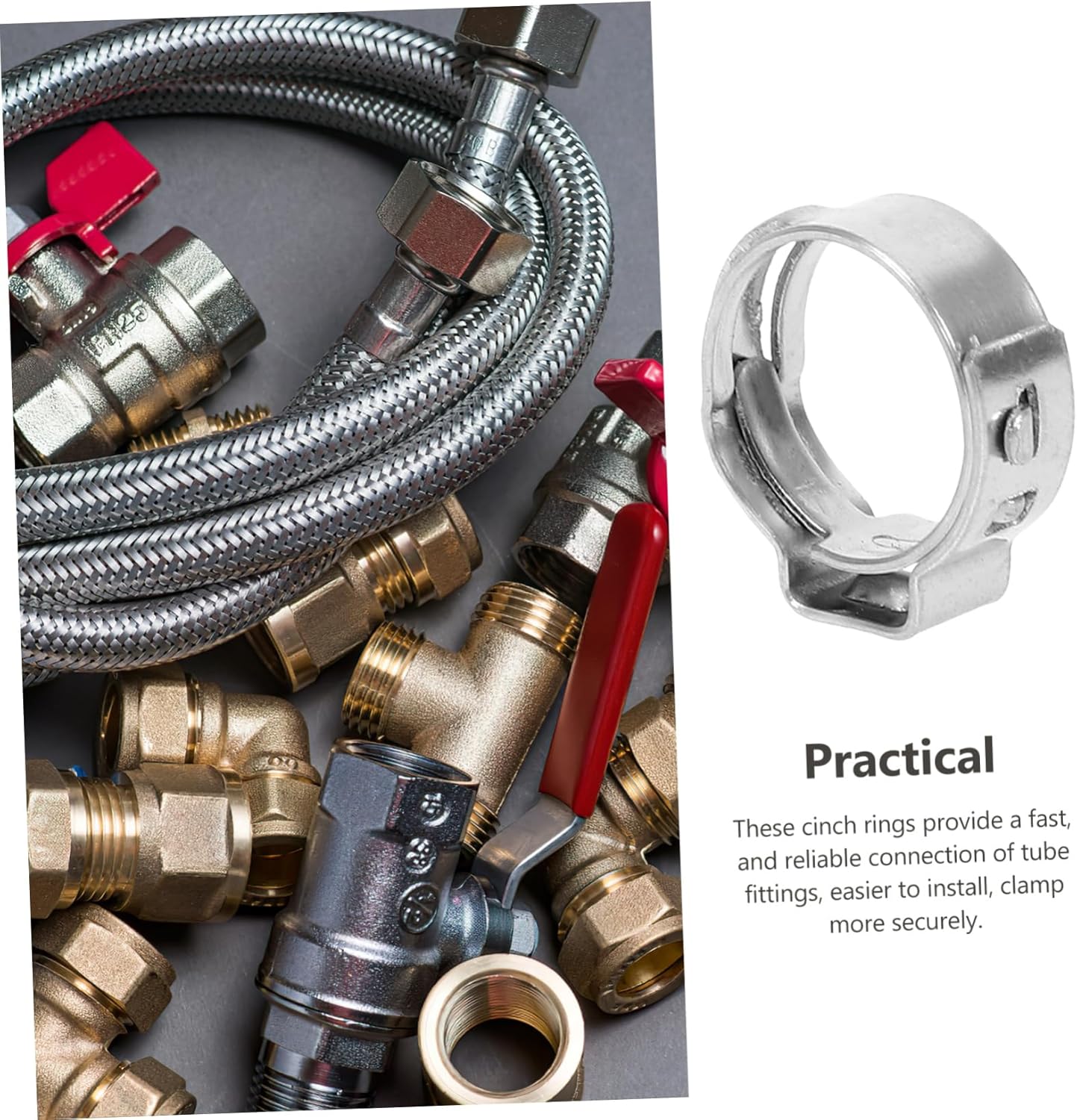 Mobestech 250pcs High Pressure Hose Clamps Pex Clamps Tube Stainless Steel Link Pipeline Pex Crimping Tool