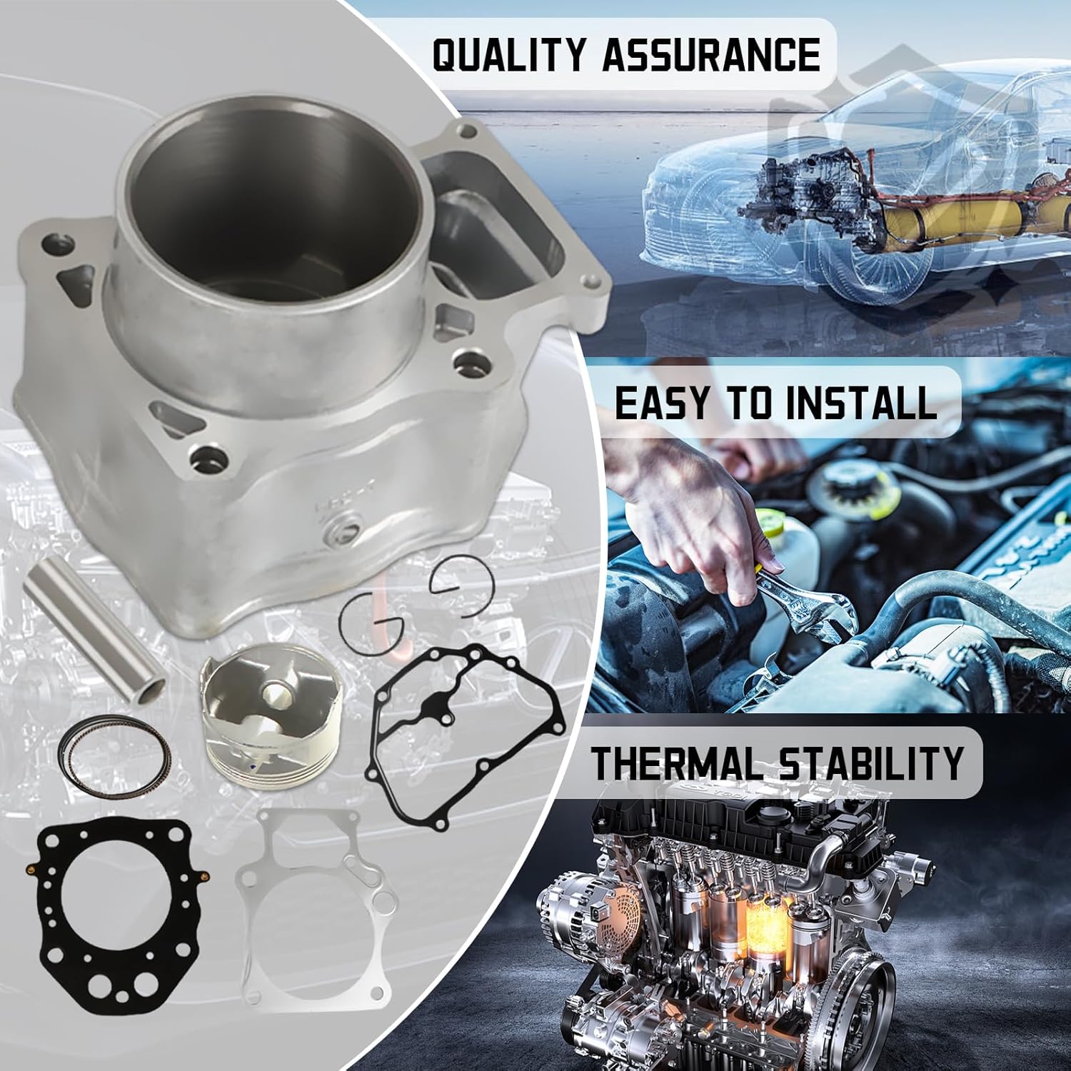 12100-HP7-A00 TRX420 Cylinder Piston Top End Rebuild Kit with Gasket for 2007-2018 Rancher 420 FE FM TE TM Replaces12251-HP5-601, 12251-HP7-A01, 12191-HP5-601