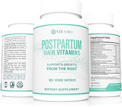 Vitamo Postpartum Hair Loss Vitamins for Women | Postnatal Hair Growth with Hyaluronic Acid, B-Complex, Biotin, Collagen & Keratin | Advanced Hair, Skin & Nails Supplement | 180 Capsules