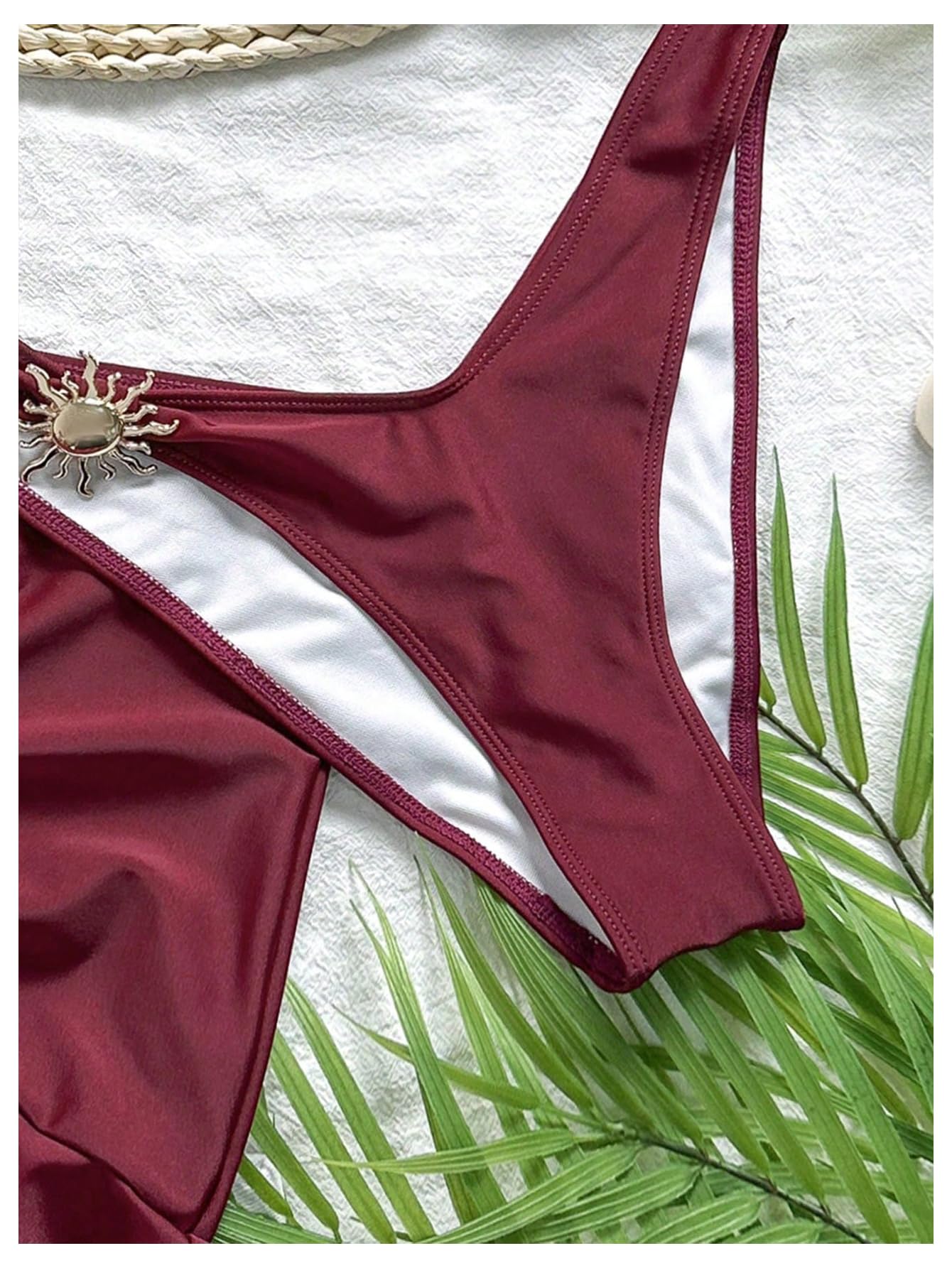 Damski 3-częściowy Strój Kąpielowy Z Marszczonymi, Wysoko Wyciętymi Bikini Z Falbaną Zakrywającą Spódnice, Czarno-biały, Średni