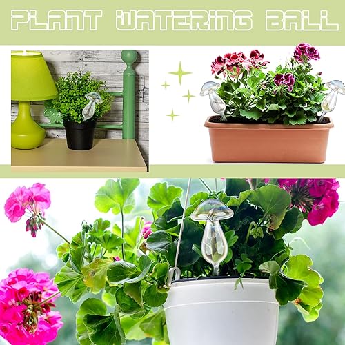 Miniatura 7 de meekoo 10 globos de riego de plantas de vidrio para riego automático al aire libre, dispositivo de inserción de maceta con degradado de arco iris de