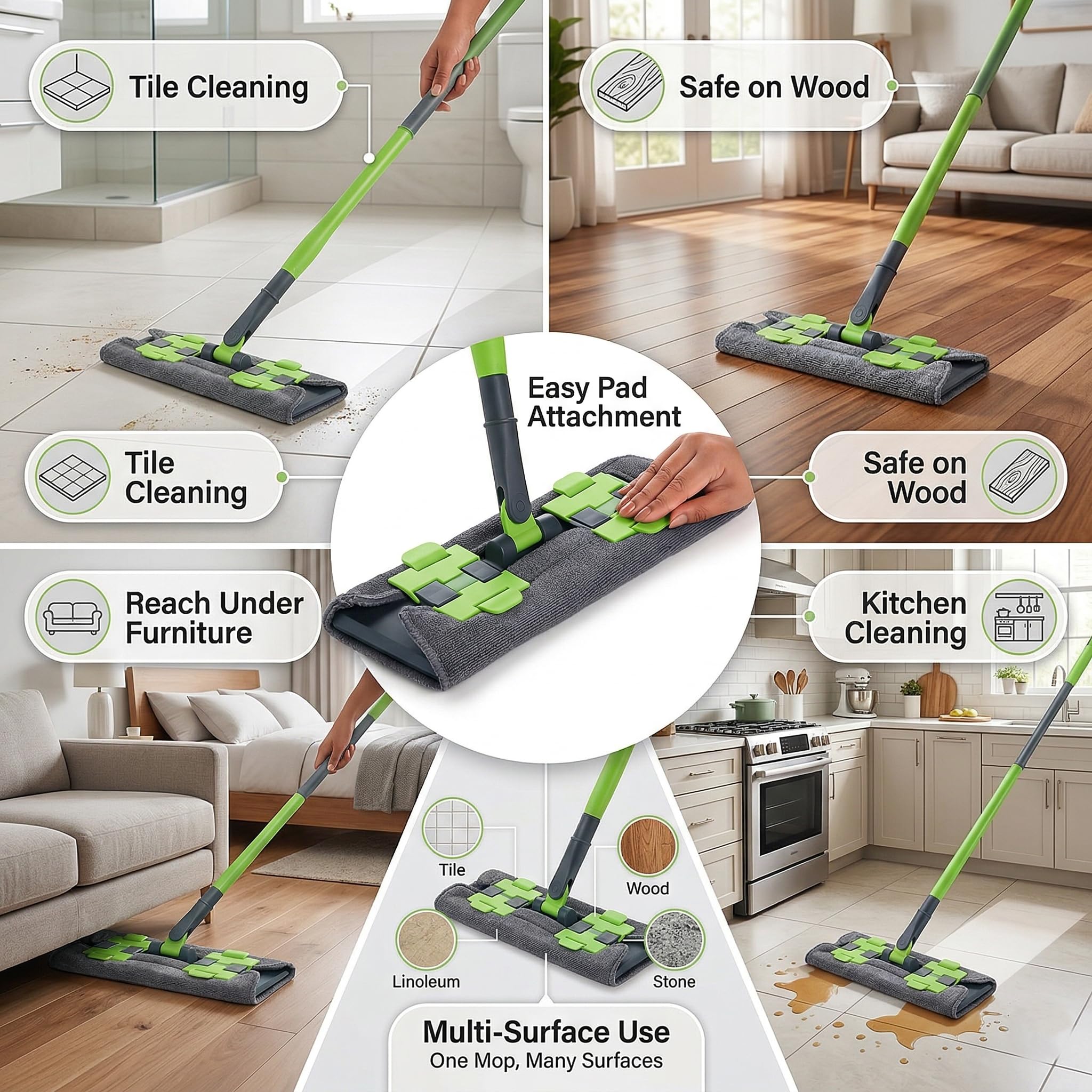 Microfiber Mop Pads - Pack of 3 -4