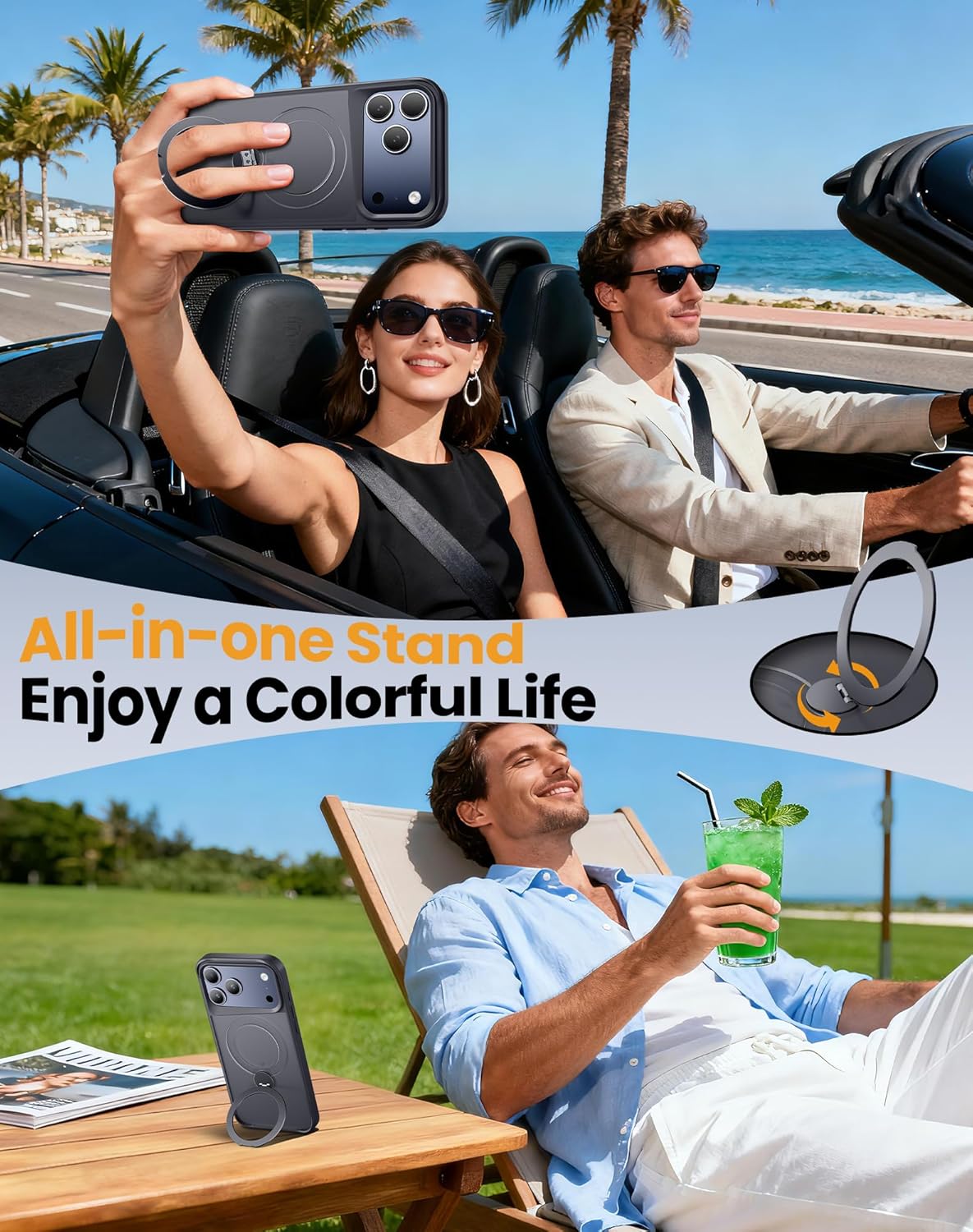 Compatible with iPhone 17 Pro Case, with 360° Magnetic Stand [Compatible with MagSafe] [Military Drop Protection] Shockproof Translucent Matte Case for 17 Pro 6.3 Inch, Black - Image 8