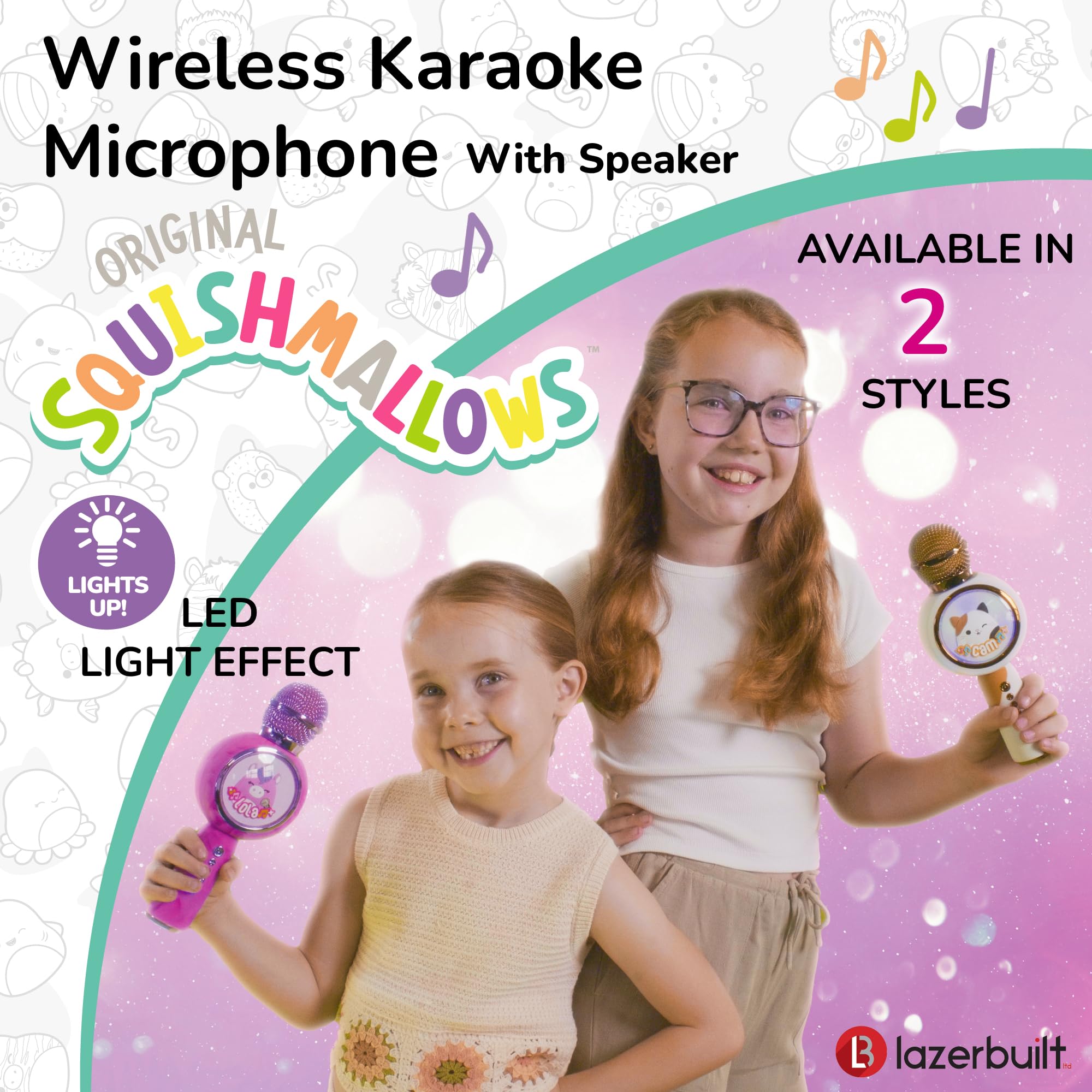 Squishmallows Cam The Cat Karaoke Microphone For Kids And Adults. Great Fun. With Colourful Flashing LED Lights - Image 2