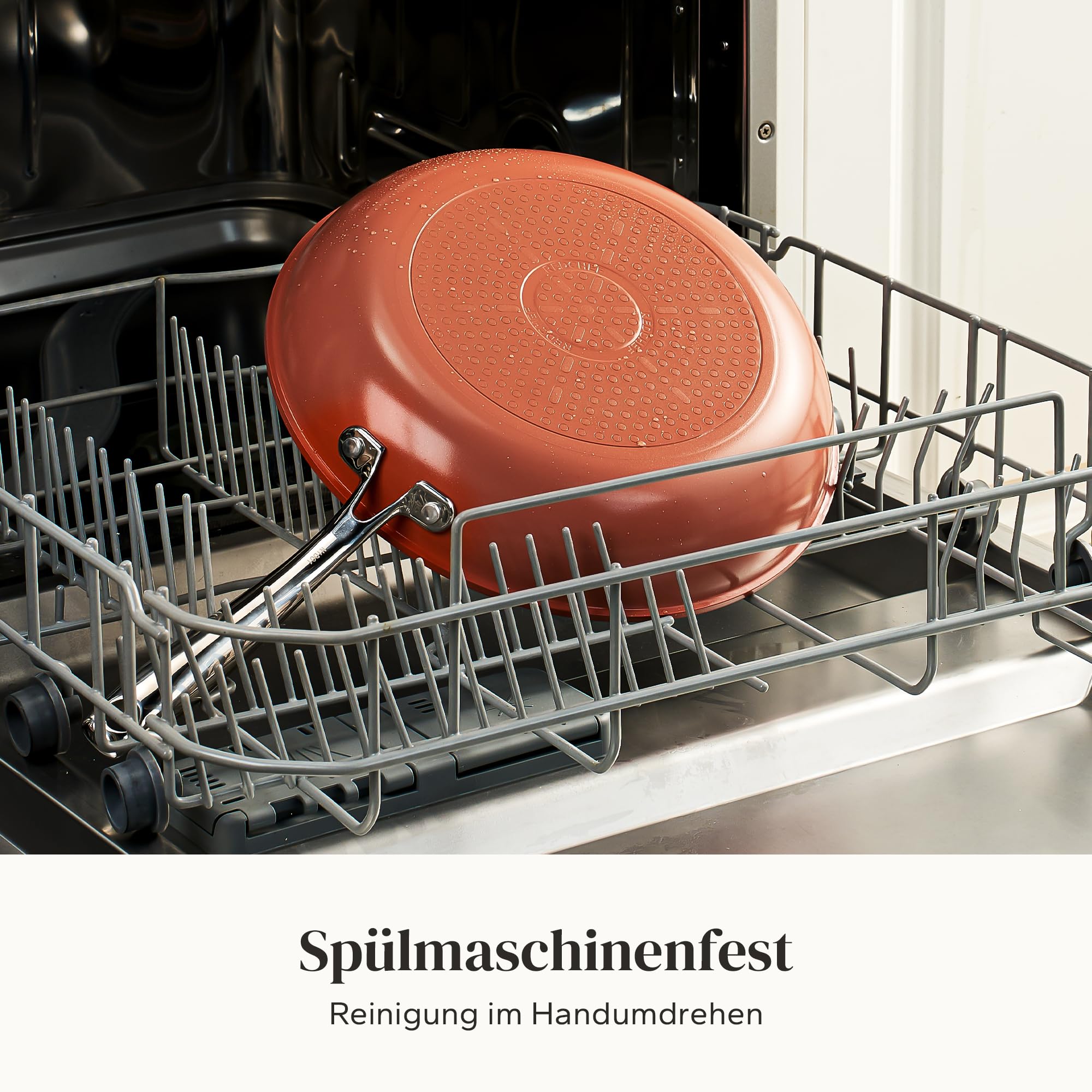 Redchef Padella a induzione da 24 cm, rivestimento antiaderente in ceramica, con manico in acciaio inox, senza PTFE, senza PFOA, senza PFAS, adatta al forno, lavabile in lavastoviglie, arancione