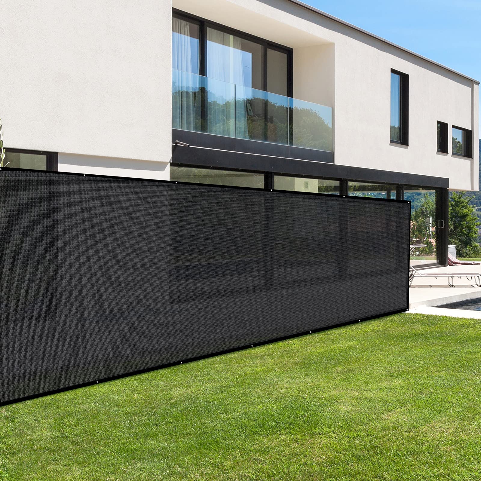 FEPITO Lona de malla resistente de 3 x 6 m, cubierta de malla negra para patio, vallas, jardín, camiones volquete