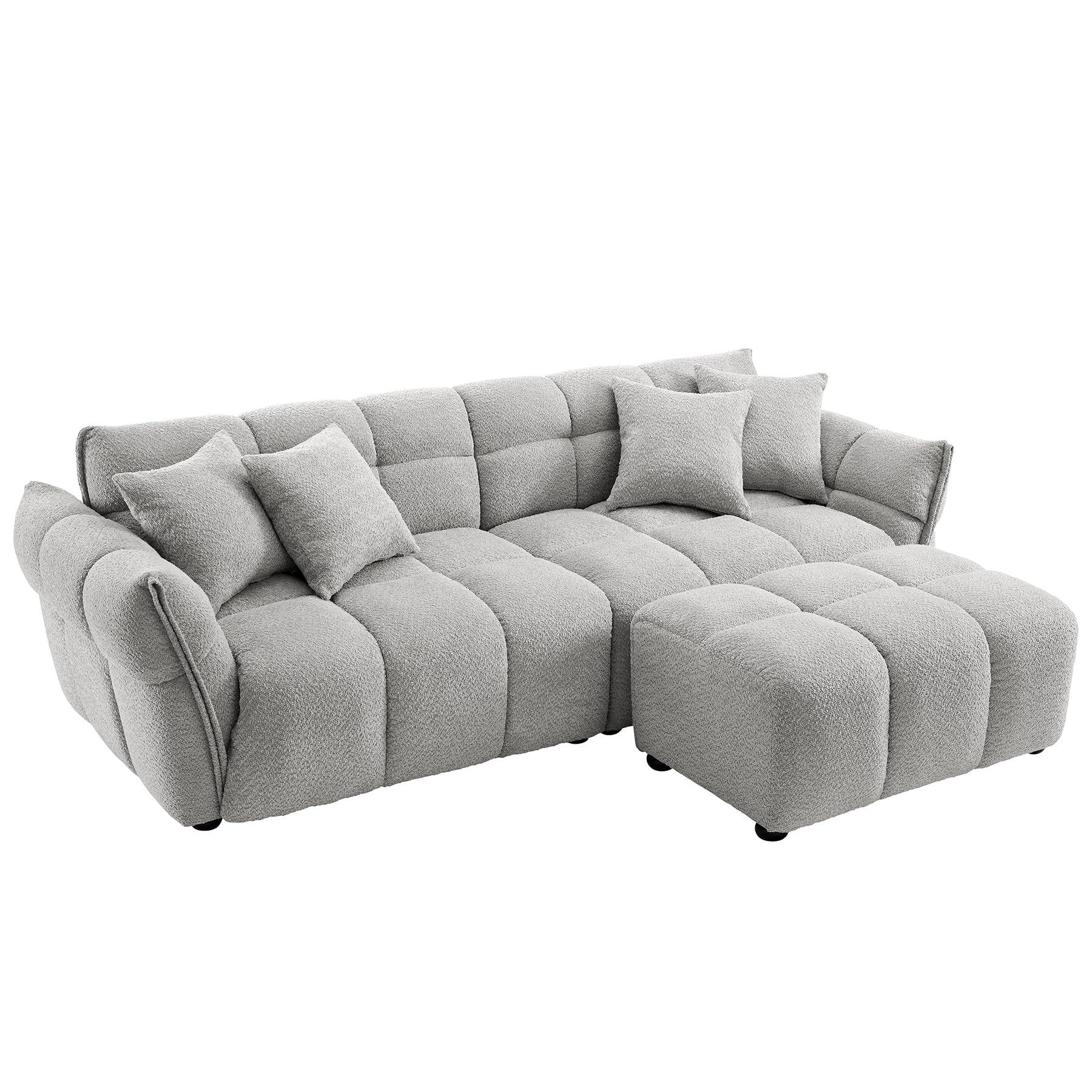 XXL Sofa CLOUD - 260cm - grau - Bouclé - Federkern inklusive Kissen