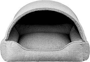 Dog Bed & House in One, with Roof for Small and Medium Dogs, Dog Cave, Dog Crate, Dog Sofa, Removable & Washable Cover, Sturdy Dog Basket, 82 x 58 cm