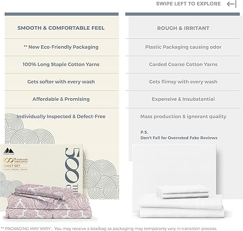 Miniatura 149 de Mayfair Linen Juego de sábanas de 100 % algodón a rayas, tamaño individual, sábanas de damasco de 500 hilos, tamaño individual, juego de 3 piezas