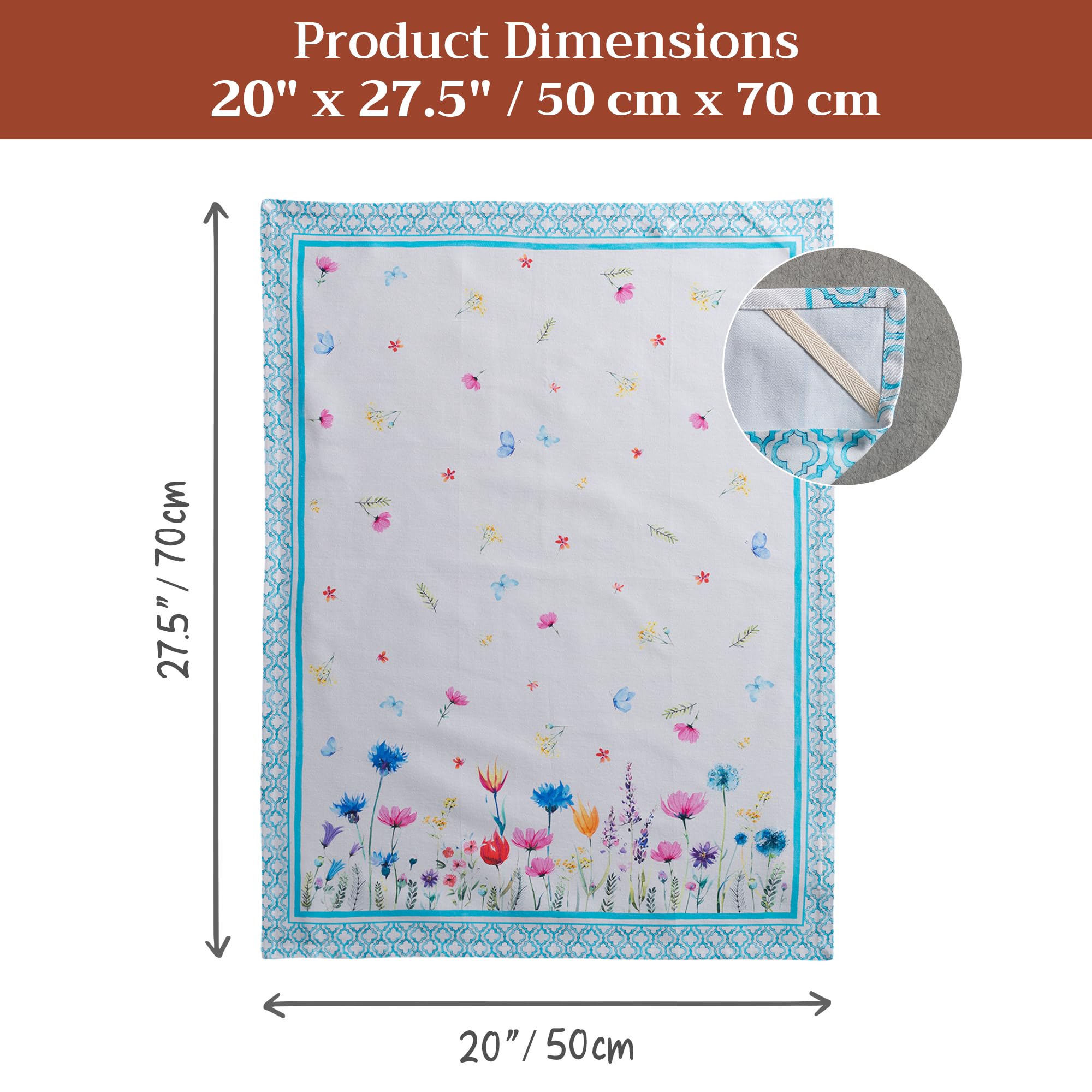 Maison d' Hermine Flower in The Field 100% Baumwolle Set von 3 Multi-Purpose Küchenhandtuch | Bar Handtücher | Frühling/Sommer (50 cm X 70 cm)