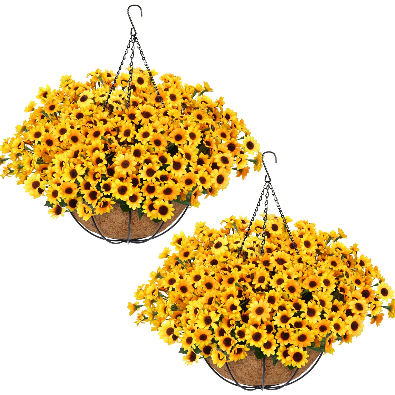 2Pcs Autumn Artificial Hanging Baskets Outdoor Fall Artificial Sunflowers โ image 1