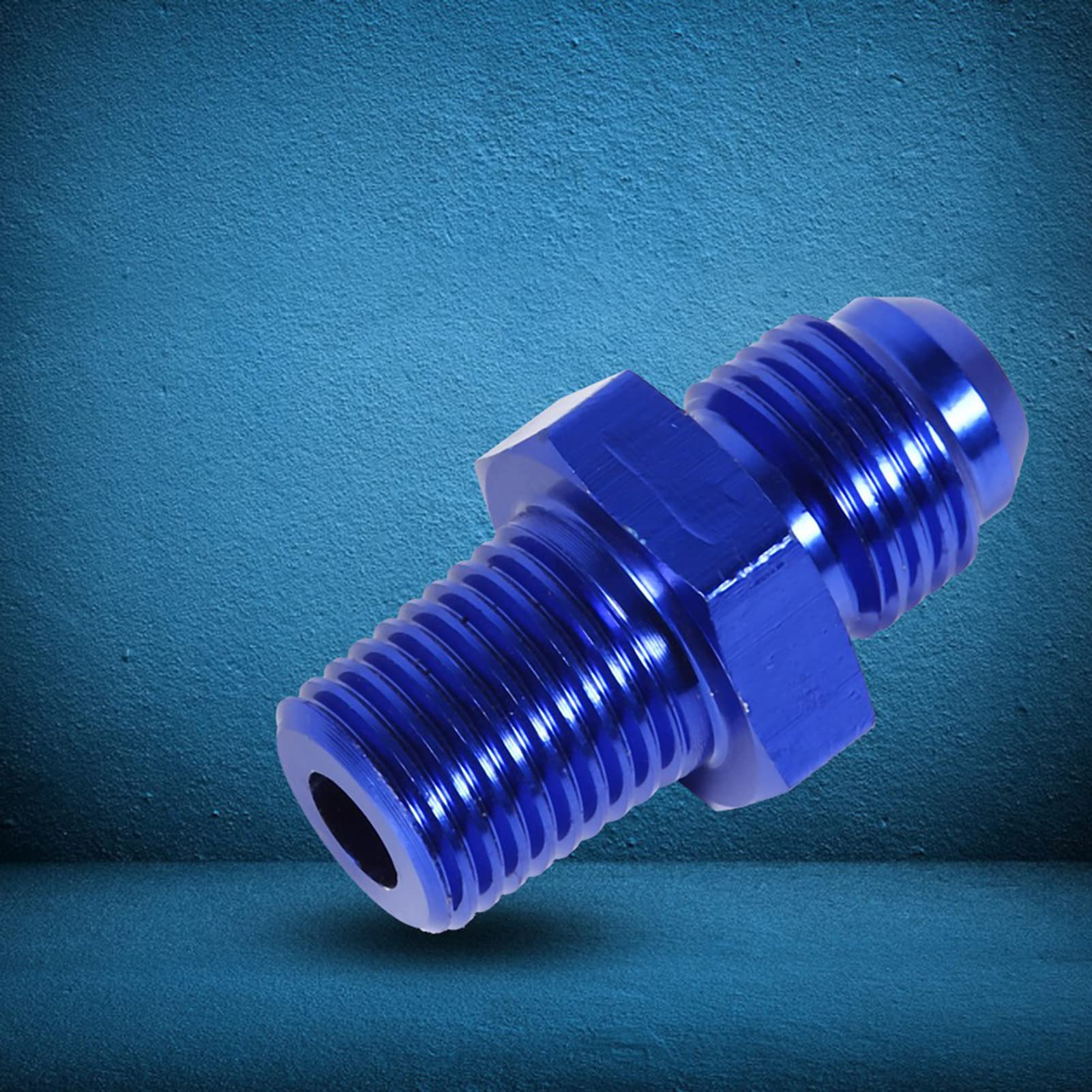 Adaptador de Montaje, Aluminio AN6 a NPT Accesorios de Combustible de 1/4 Adaptador Recto Accesorio Universal para Automóvil Azul