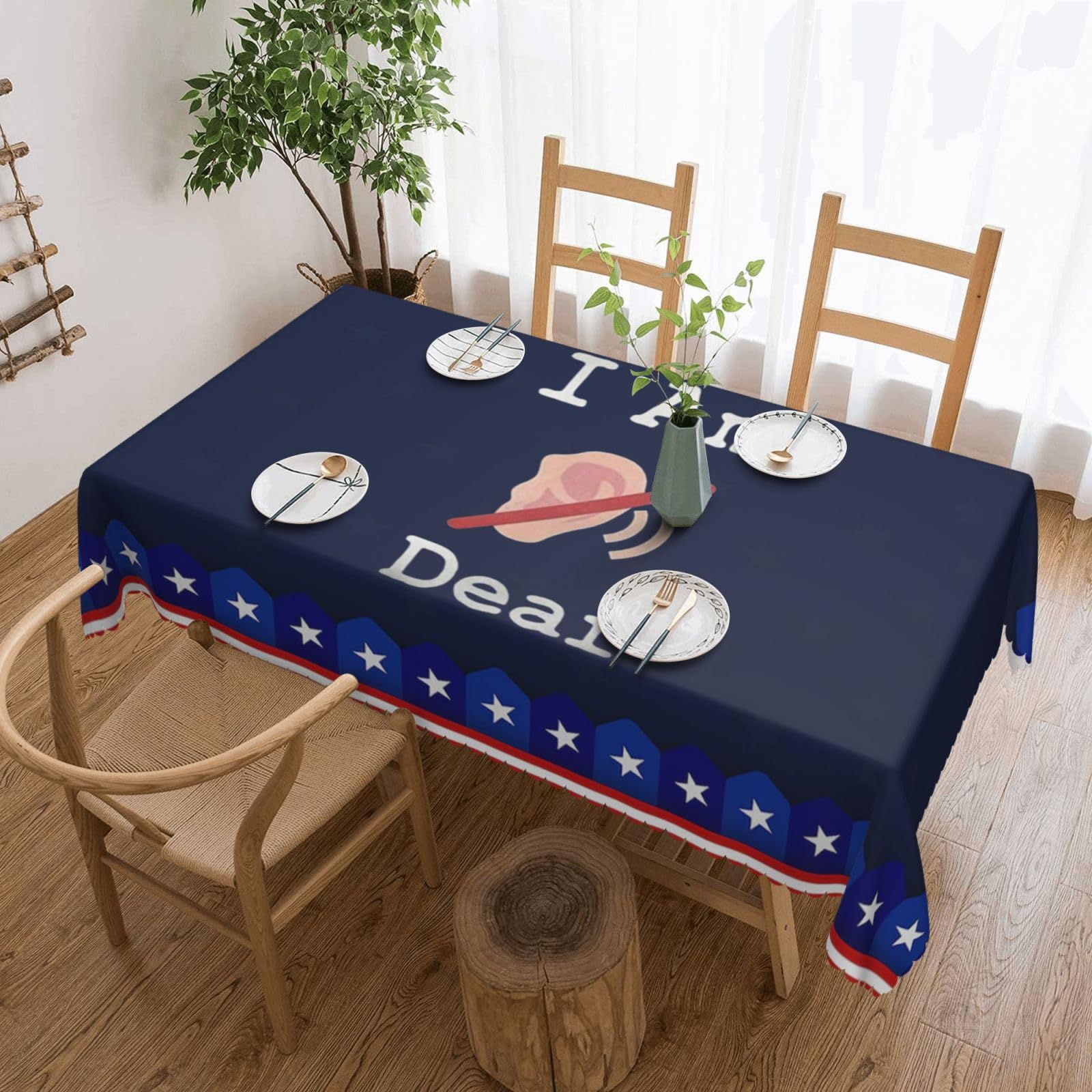 SMAZDFXX I am Deaf 54 x 72in Table Cloth,Polyester Rectangle Tablecloth for Kitchen Dining