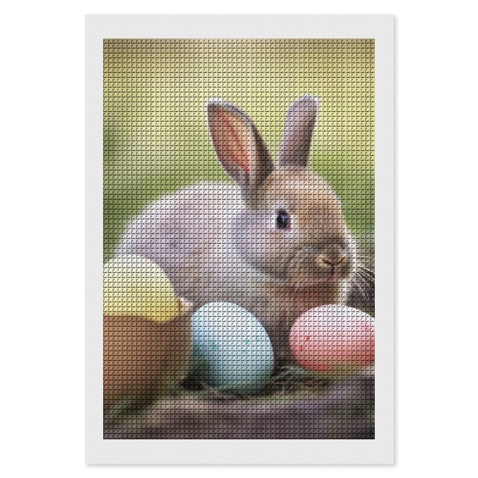 Rabbits Eggs Diamond Art Kits for Adults, DIY 5D Diamonds Painting Kits for Beginner, Round Full Drill Diamond Dots Painting, 8"x12" Diamonds Pictures Gem Art and Crafts Wall Decor
