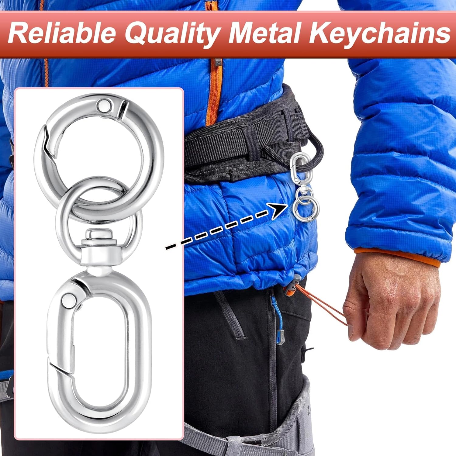 2pcs Swivel Clasp Clips, Double Opening Snap Hook, Metal Swivel Keychain Clasp for Keychains Lanyard Making DIY Crafts- Silver - Image 4