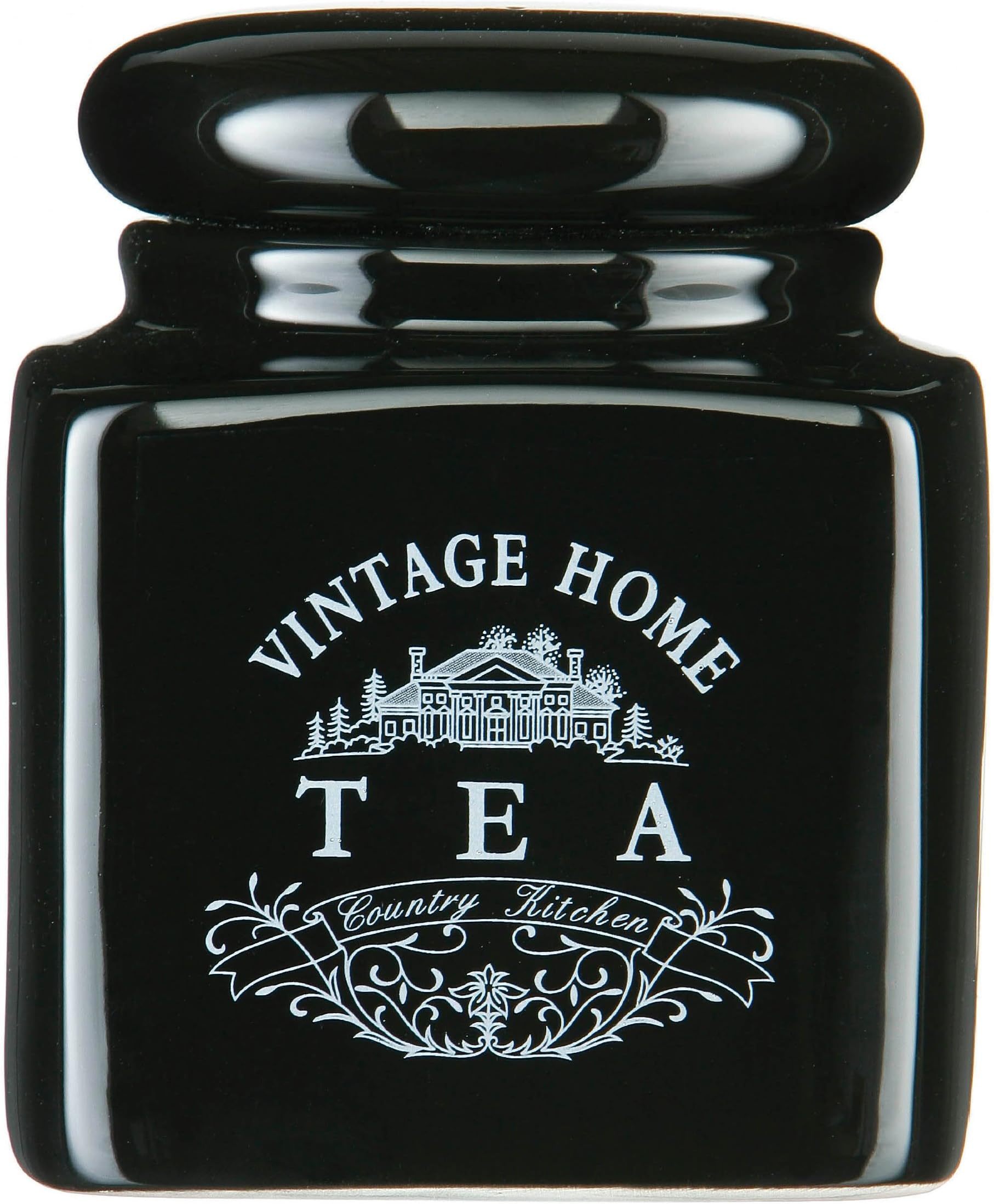 Premier Housewares Vintage Home Square Tea Jar - Black
