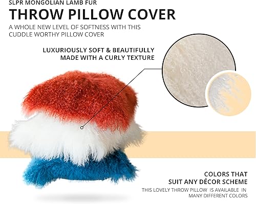 Miniatura 8 de SLPR Almohada de piel de cordero mongol gris de 20 x 20 pulgadas almohada decorativa gris para sofá y cama, funda de almohada mullida de piel de